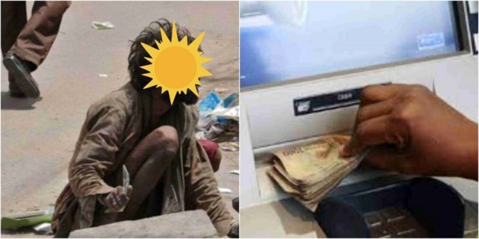 Ph:DR un homme qui ramasse de l'argent Ph:DR un homme qui ramasse de l'argent