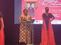 Harlette Badou Ministre de la culture pendant son allocution au Masa Harlette Badou Ministre de la culture pendant son allocution au Masa