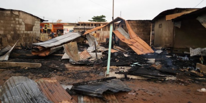 Ph:DR incendie à Tiassalé Ph:DR incendie à Tiassalé