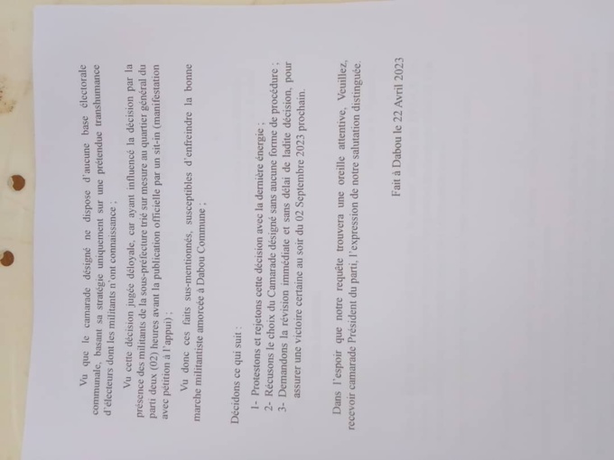 Des militants protestent contre  le choix d'un candidat du Ppa-Ci. Ce qu'ils envisagent de faire