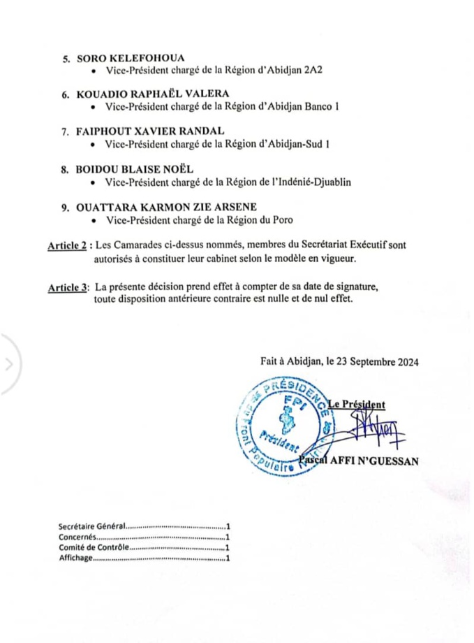 Après son divorce avec le Rhdp/ Affi N'Guessan fait le grand nettoyage. Issiaka Sangaré balayé. Gnépa Barthélémy, le nouveau secrétaire général. Après son divorce avec le Rhdp/ Affi N'Guessan fait le grand nettoyage. Issiaka Sangaré balayé. Gnépa Barthélémy, le nouveau secrétaire général.