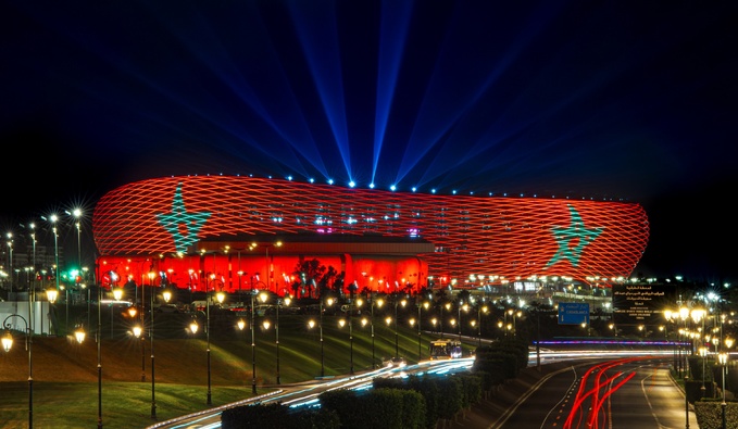 Stade Prince Moulay Abdellah illuminé lors de la cérémonie d’ouverture d