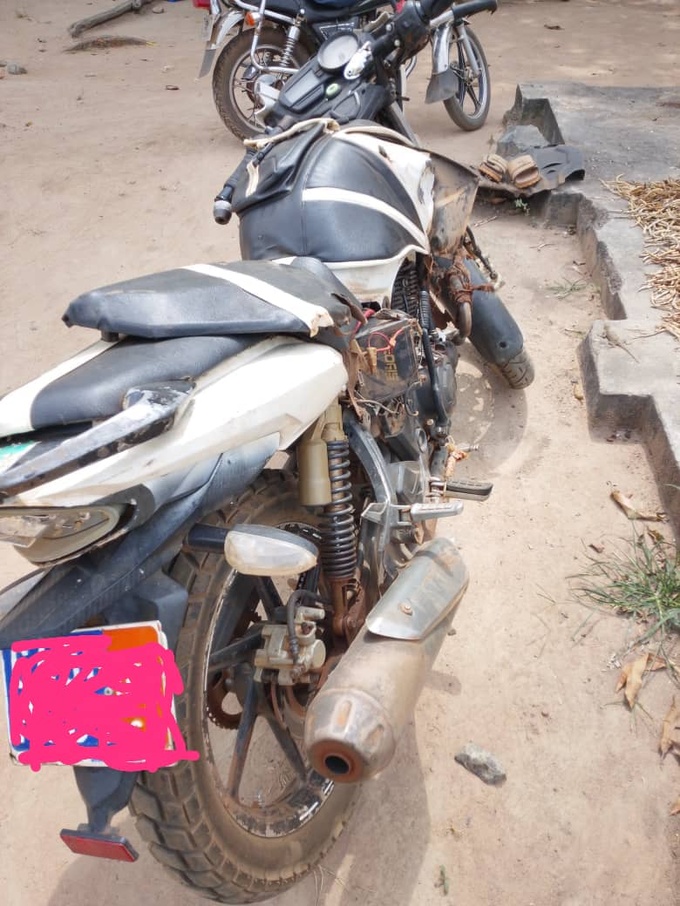 L'état de la moto de Kaboré après le choc