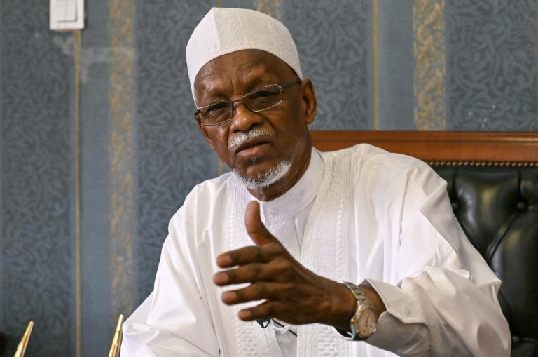 L'ancien président tchadien Goukouni Weddeye à N'Djamena le 2 mai 2021. Issouf SANOGO / AFP