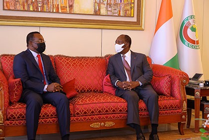 Affi N'guessan lors de son audience avec le président Ouattara