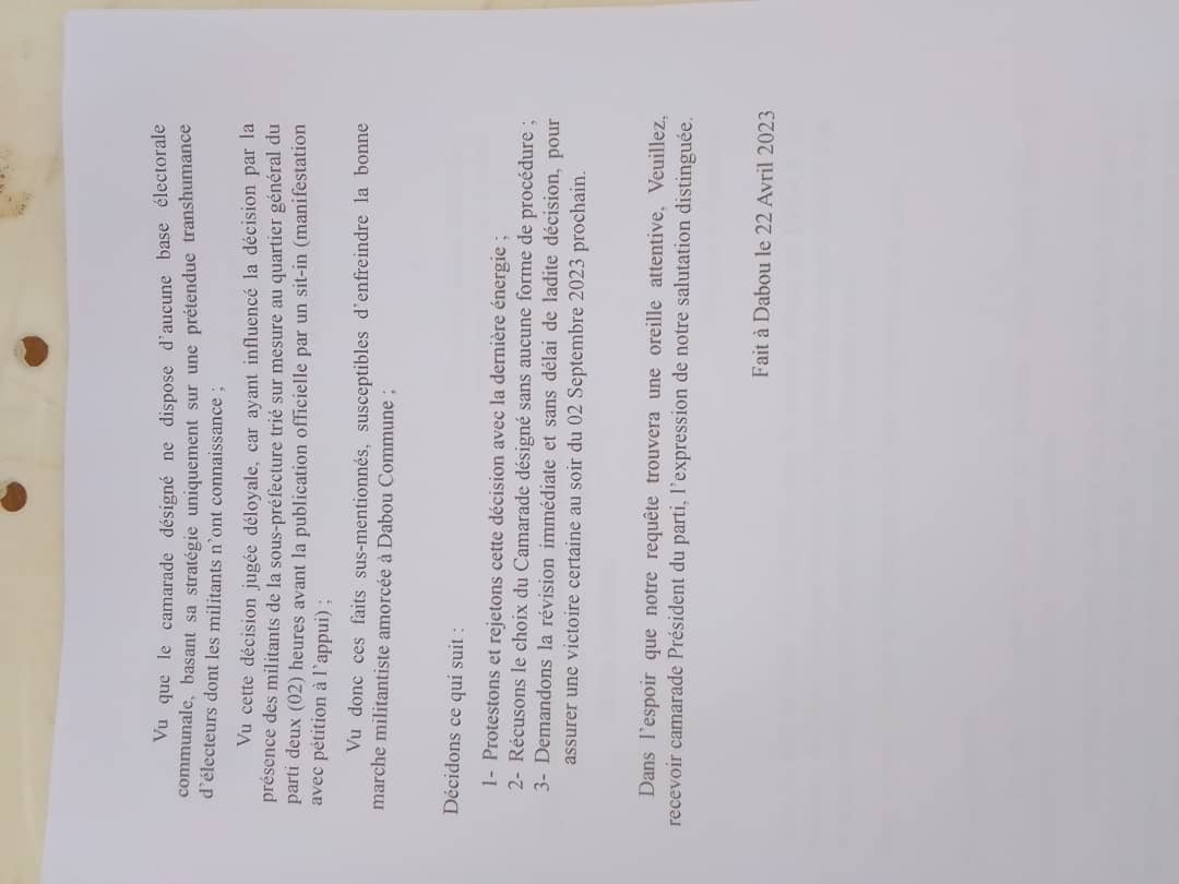 Des militants protestent contre  le choix d'un candidat du Ppa-Ci. Ce qu'ils envisagent de faire