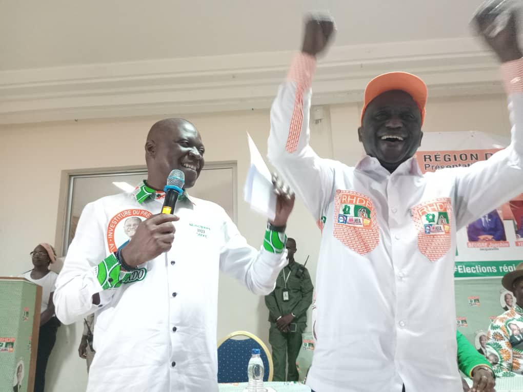 Le ministre Amadou Koné et le candidat Ali Sissoko de Grand Lahou