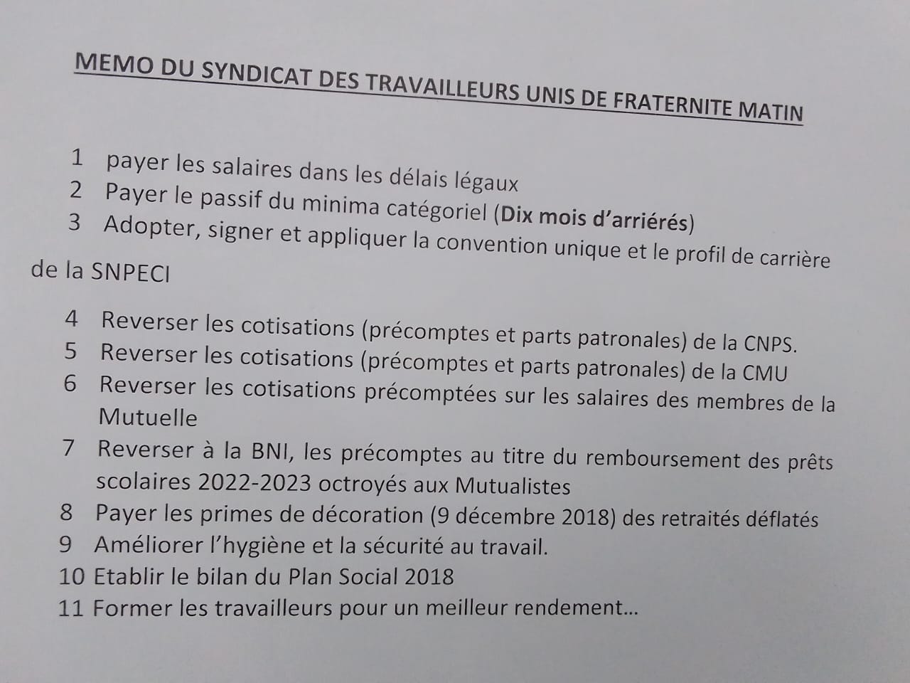 Les points de revendications Les points de revendications