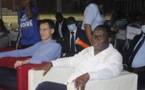 Village CAN du Palais des Sports de Treichville / Le Ministre Paulin Claude DANHO aux côtés du représentant de l'Afrique de l'ouest. .