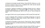 Côte d'Ivoire : Le Président de l'Assemblée nationale, Monsieur Adama BICTOGO, sera en France du 20 au 25 septembre 2022 : Le Communiqué de Presse