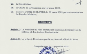 Burkina Faso : Damiba éjecte son ministre de la défense et prend sa place au gouvernement