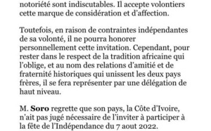 An 62 du Mali: Invité d'honneur des autorités de Segou, Soro décline l'offre